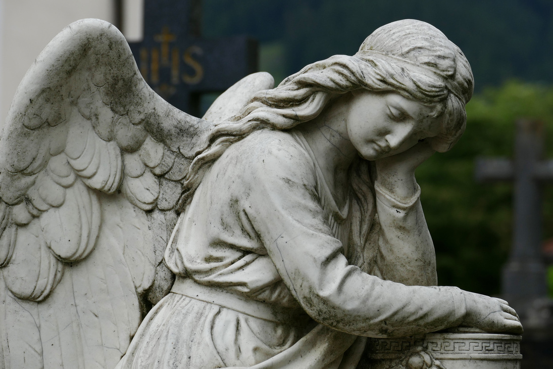 Angel Sculpture at a Cemetery